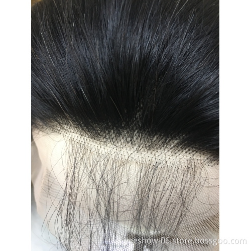 China Natural Color Long Swiss Lace Straight Hair Wig For Black Women 100% Raw Indian Human Hair Lace Front Wig